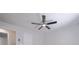 A black ceiling fan with five blades and integrated lighting complements the neutral walls at 5937 Yellowood Ct, Atlanta, GA 30349