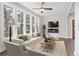 Cozy living room with modern fireplace, large windows, and stylish furnishings at 2411 Second Ave, Decatur, GA 30032