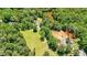 Aerial view of wooded property with lawn and mature trees at 3909 Laurens Ln, Snellville, GA 30039