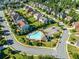 Overhead view of the neighborhood pool and surrounding homes in the community at 4022 Roberts Crest Dr, Suwanee, GA 30024