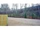 A view of the newly seeded backyard with a freshly installed wooden fence at 2304 Shetley Creek Dr, Norcross, GA 30071