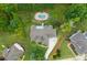 An aerial view of a home with a pool and meticulously manicured landscaping on a sprawling green lawn at 300 Towne Overlook Cir, Canton, GA 30114