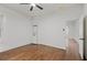 Bedroom with hardwood floors, a ceiling fan, and washer/dryer hookups at 360 Ponce De Leon Ave Ne # 1, Atlanta, GA 30305