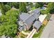 An aerial view of the home showcasing the backyard pool, lush landscaping, and a spacious layout at 3903 Hazelhurst Dr, Marietta, GA 30066