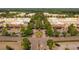 Aerial shot of an outdoor shopping center with tree-lined streets and various retail stores at 657 Summit Hill Way, Cumming, GA 30040
