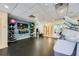 Fitness center features medicine balls, TV and workout equipment in a well-lit space at 3481 Lakeside Ne Dr # 1107, Atlanta, GA 30326
