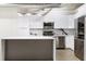 Modern kitchen featuring white cabinets, a kitchen island and stainless steel appliances at 505 Whitehall Sw St # 102, Atlanta, GA 30303