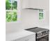 Contemporary white kitchen featuring stainless steel appliances and tiled backsplash at 614 Glendale Rd, Scottdale, GA 30079