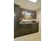 Well-lit kitchen with dark cabinets, stainless steel sink, and a scenic garden view from the window at 809 Longbranch Ln, Douglasville, GA 30134