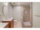 Modern bathroom with glass shower and vanity at 1144 Country Ct, Lawrenceville, GA 30044