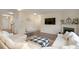Comfortable living room features a fireplace, tv, and plush white sectional at 105 Paulowina Cir, Mcdonough, GA 30253