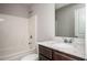 Bathroom showcasing tub, vanity with granite countertop, and neutral paint at 2544 Castellan Dr, Atlanta, GA 30316