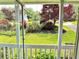 View from porch of beautifully landscaped front yard with lush greenery and colorful bushes at 60 Parkman Trl, Covington, GA 30016
