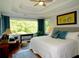Bright main bedroom features a large window with wooded views, creating a serene and tranquil retreat at 21 Devin Lane Ln, Euharlee, GA 30145