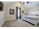 Bedroom with vaulted ceilings, neutral paint, and a large bed at 194 Saddleridge Dr, Bremen, GA 30110
