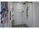 Shower featuring white subway tile, black accents, and custom fixtures at 194 Saddleridge Dr, Bremen, GA 30110