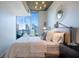 Bright bedroom with floor to ceiling windows with city skyline views and modern decor at 860 Peachtree Ne St # 1613, Atlanta, GA 30308