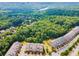 A beautiful aerial view of a townhome community nestled among dense trees near a river at 502 Abbington River Ln, Atlanta, GA 30339