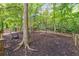 Charming dog park area with a wooden fence, seating, and a pet waste station at 502 Abbington River Ln, Atlanta, GA 30339