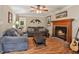 Comfortable living room with a fireplace, hardwood floors, neutral tones, and ample seating for relaxation at 1369 Willowbrook Sw Dr, Marietta, GA 30064