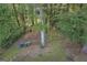 Aerial shot showing a spacious backyard area, lawn, and tall trees at 2773 Fairlane Dr, Atlanta, GA 30354