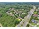Aerial view of a beautiful neighborhood near lush greenery and a major road at 5172 Roswell Rd, Marietta, GA 30062