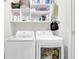 Well-organized laundry area with modern washer and dryer, ample storage shelves, and a clean, functional design at 2333 White Oak Se Bnd, Smyrna, GA 30080