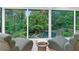 Relaxing reading nook showcasing a serene view of the pool and lush backyard at 4601 Tall Pines Nw Dr, Atlanta, GA 30327