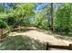 Expansive backyard space, partially cleared, surrounded by mature trees and wooden fencing at 2174 Rexford Dr, Decatur, GA 30034