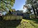 Backyard featuring a deck, a yard with lush foliage, and a partially constructed above-ground pool at 3230 Plymouth Rock Dr, Douglasville, GA 30135