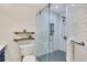 Shower with glass enclosure, stylish tile and rainfall shower head at 4870 Twin Lakes Trail, Atlanta, GA 30360