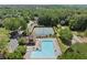 Aerial view of the community pool, tennis courts and surrounding green space at 3600 Goldenrod Dr, Alpharetta, GA 30005