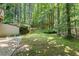 Spacious backyard area surrounded by lush trees at 3600 Goldenrod Dr, Alpharetta, GA 30005
