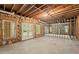 Unfinished basement with walkout entry and framed walls at 3600 Goldenrod Dr, Alpharetta, GA 30005