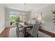 Elegant dining room with chair rail, modern lighting, and large window offering scenic views at 3600 Goldenrod Dr, Alpharetta, GA 30005