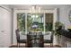 Bright breakfast nook with a modern chandelier and large window overlooking lush greenery at 507 Spring Creek Ne Way, Marietta, GA 30068