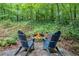 Backyard firepit surrounded by serene green landscape at 507 Spring Creek Ne Way, Marietta, GA 30068