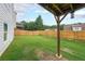 A view of the lawn, and a new wooden fence enclosing the backyard at 5280 Lakerock Way, South Fulton, GA 30331