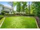 Landscaped backyard with grass and basketball hoop at 4048 Navajo Trl, Brookhaven, GA 30319