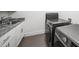 Convenient laundry room featuring a gray granite countertop and modern washer and dryer at 4048 Navajo Trl, Brookhaven, GA 30319