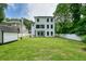 Spacious backyard featuring a lush lawn and white fence in residential neighborhood at 2804 Skyland Ne Dr, Brookhaven, GA 30341