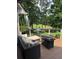 Comfortable back deck featuring stylish seating and a fire pit, perfect for outdoor relaxation at 12162 Mountain Laurel Dr, Roswell, GA 30075