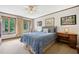 Comfortable bedroom with carpet floors, a ceiling fan, and a large window at 12162 Mountain Laurel Dr, Roswell, GA 30075