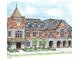 Architectural rendering of a City Hall building with clock tower, brick facade, and manicured landscaping at 206 Grady Burrell Dr, Holly Springs, GA 30115