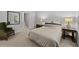 Neutral bedroom with a large bed, dark wood side tables, a mirror, and an exit to another room at 3371 Spring Harbour Dr, Atlanta, GA 30340
