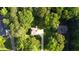 Aerial view of a home and surrounding yard featuring a lush green space and driveway at 51 Vienna Way, Douglasville, GA 30134
