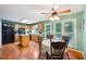 Eat-in kitchen with hardwood floors, an island, and lots of natural light at 51 Vienna Way, Douglasville, GA 30134