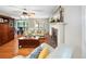 Cozy living room with hardwood floors, fireplace, and comfortable seating arrangement at 51 Vienna Way, Douglasville, GA 30134