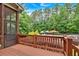 Wood deck with screened in door overlooking the backyard and a fenced in pool area at 511 Etris Ct, Roswell, GA 30075