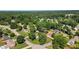 Aerial view of a neighborhood surrounded by lush greenery with houses, well-maintained lawns, and mature trees at 618 Summerville Dr, Lawrenceville, GA 30046
